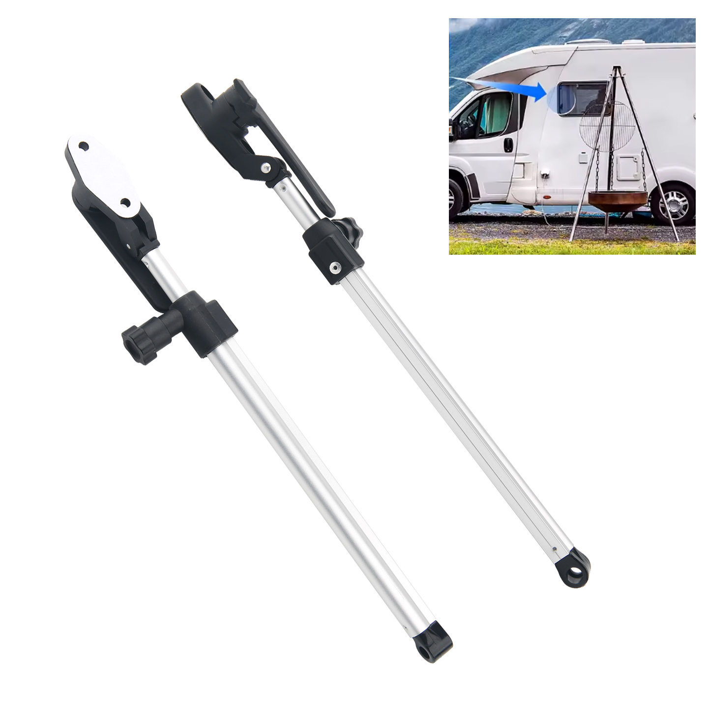 Window Lock Bar - 2個入り RVウィンドウサポートロッド 耐久性のある自動ヘビーデューティー 310mm～435mm アームステイバー キャンピングトレーラー用