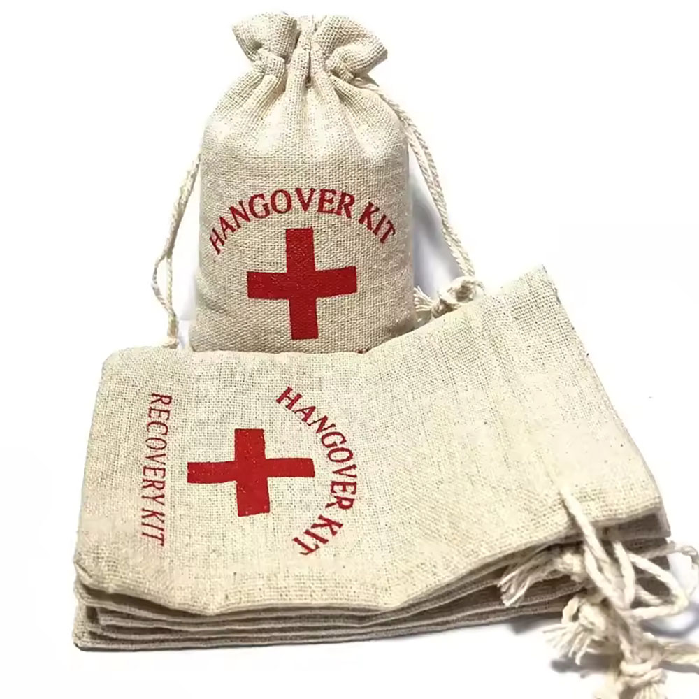 First Aid Bag Kit - 10/20/30/50 個クリスマスパーティーコットンリネンウェイクアップバッグ赤十字二日酔いキット収納応急処置ギフトバッグホリデーイベント用