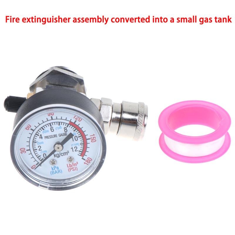 Fire Extinguisher Small - DIYガス貯蔵プロジェクト用の圧力計とシール付き消火器を小型ガスタンクに変換するアセンブリ1セット