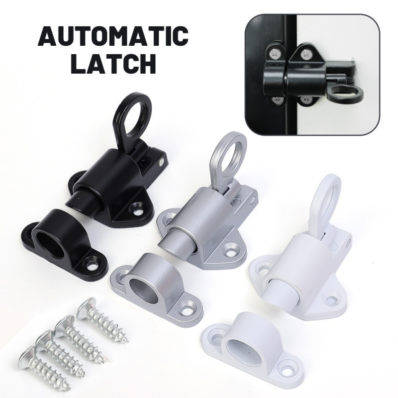 Window Lock Bar - 多目的スプリングドアウィンドウボルトロック自動&自動閉鎖セキュリティ耐久性のあるバウンス機構、安全プルリングラッチ付き