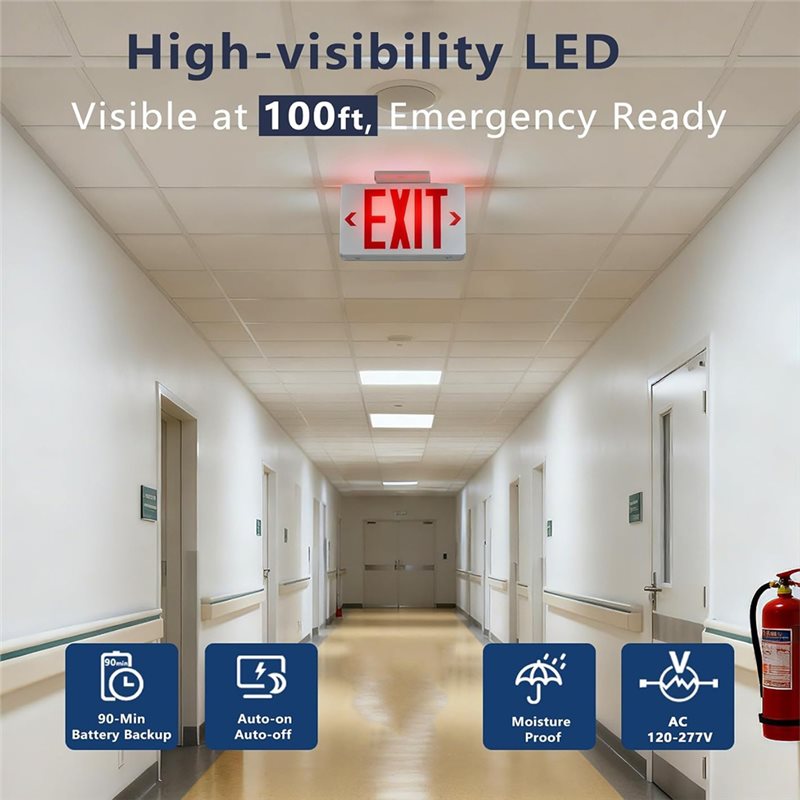 B67C UL認証取得済み、業務用非常灯コンボ、LED赤色出 - Emergency Exit Sign のレビューと価格